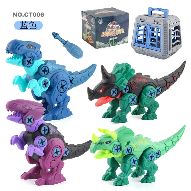 Blue dinosaur building toy set